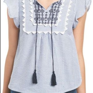 AliceBlue Seersucker bib top size small